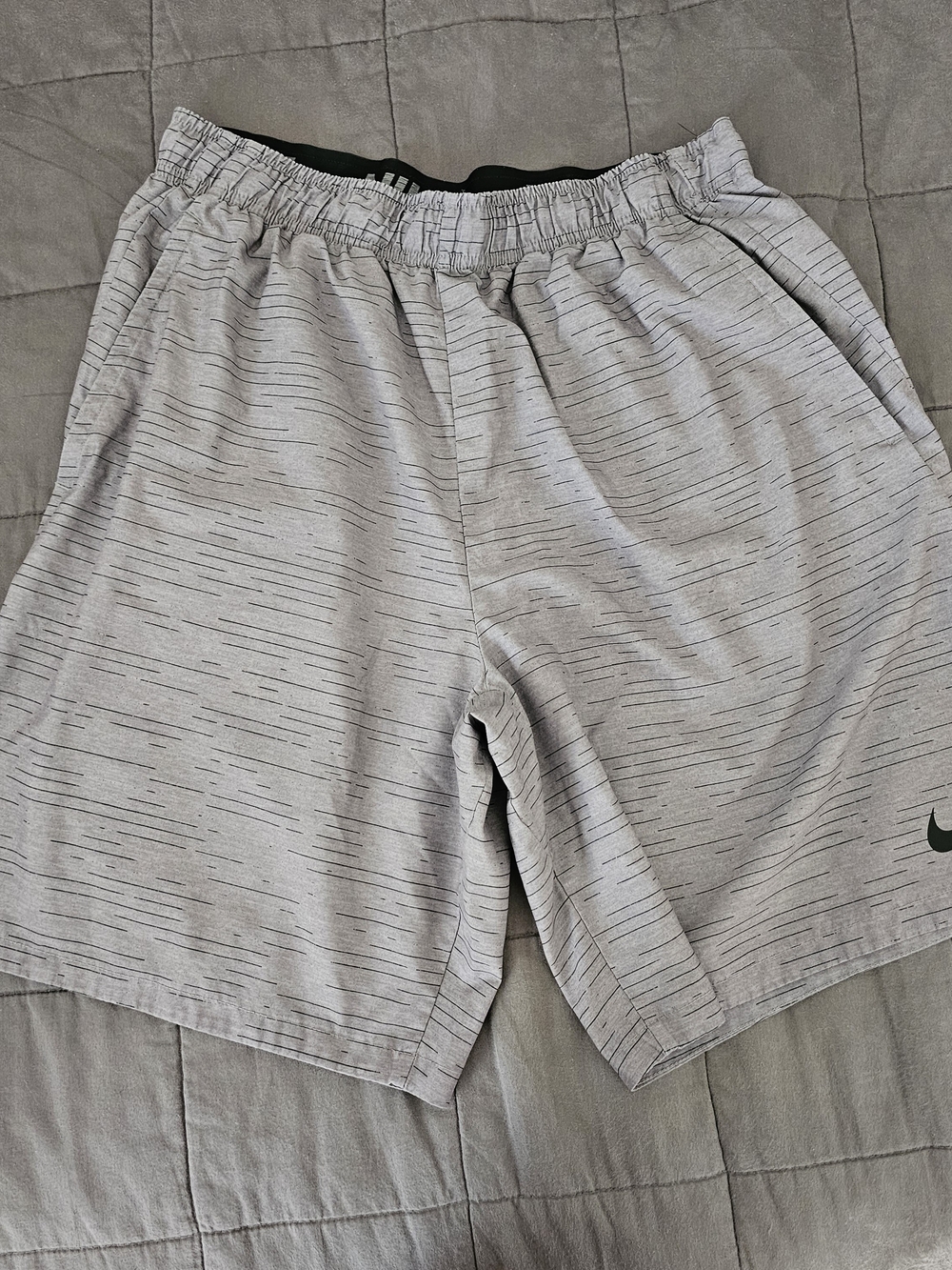 Nike Light Grey Heather Athletic Shorts with Black Swoosh